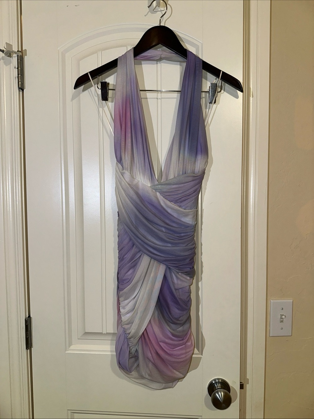 Zara Printed Draped Tulle Halter Mini Dress XS NWOT - Picture 3 of 6